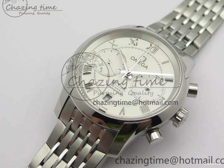 0427 HighQuality De Ville Chronograph SS OMF 1:1 Best Edition White Dial On SS Bracelet A 8151